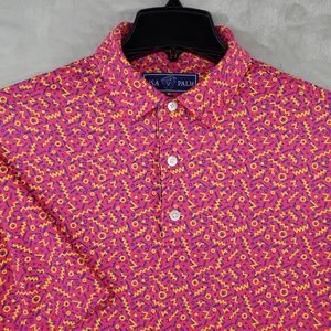 USA palm Golf polo mens‎ Large Silky Soft Polo Long Sleeve Pink Polyester Wickin